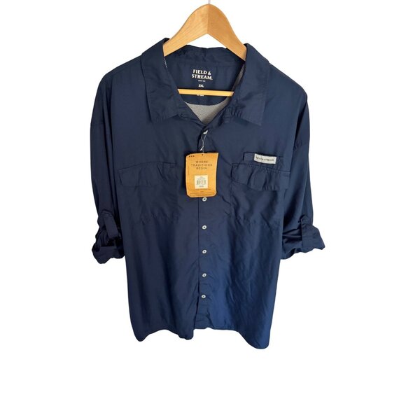Field & Stream Men’s Size 3 XL Latitude LS Navy UPF 50+ $40 Button Up NWT Fishin - Picture 2 of 11